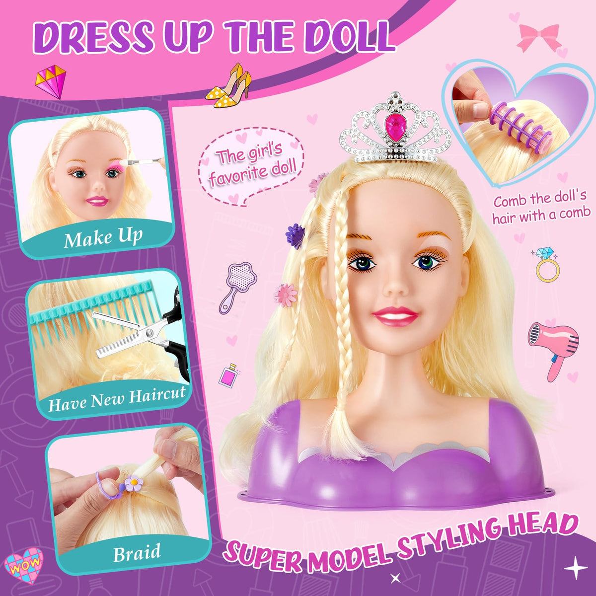 TUZT Daisy Hair Band and Rollers add cute accents for playful looks.