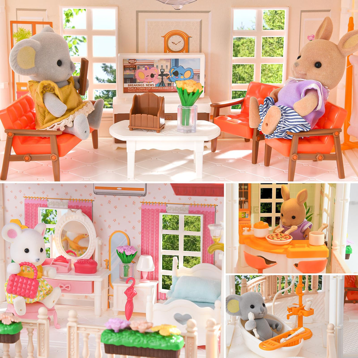 TUZT doll house night lights creating warm, cozy pretend play ambiance