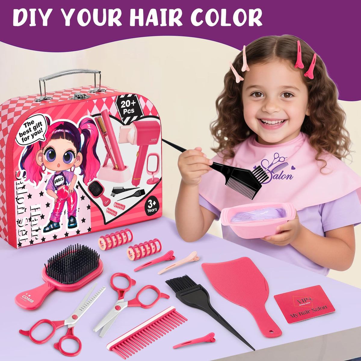 TUZT Flat iron and accessories for imaginative hairstyling sessions.