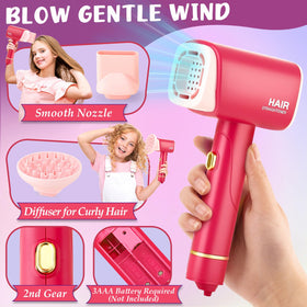 TUZT Hair dryer with lights and sounds for authentic salon play.