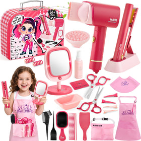 TUZT Hair Salon Play Set carry case for organized pretend styling at home.