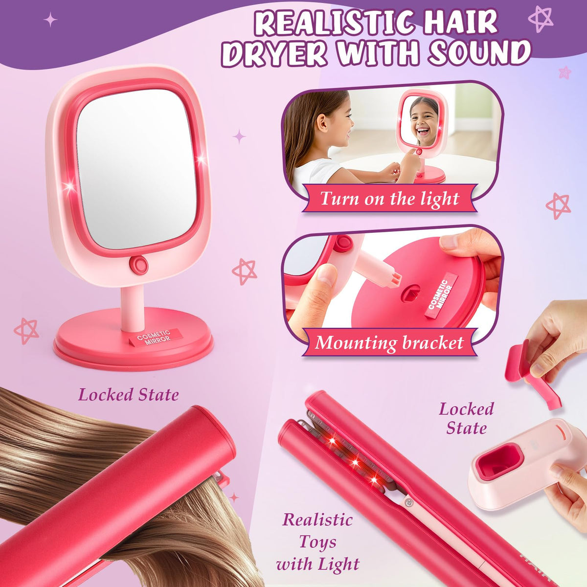 TUZT Makeup mirror with real function for detailed beauty play.