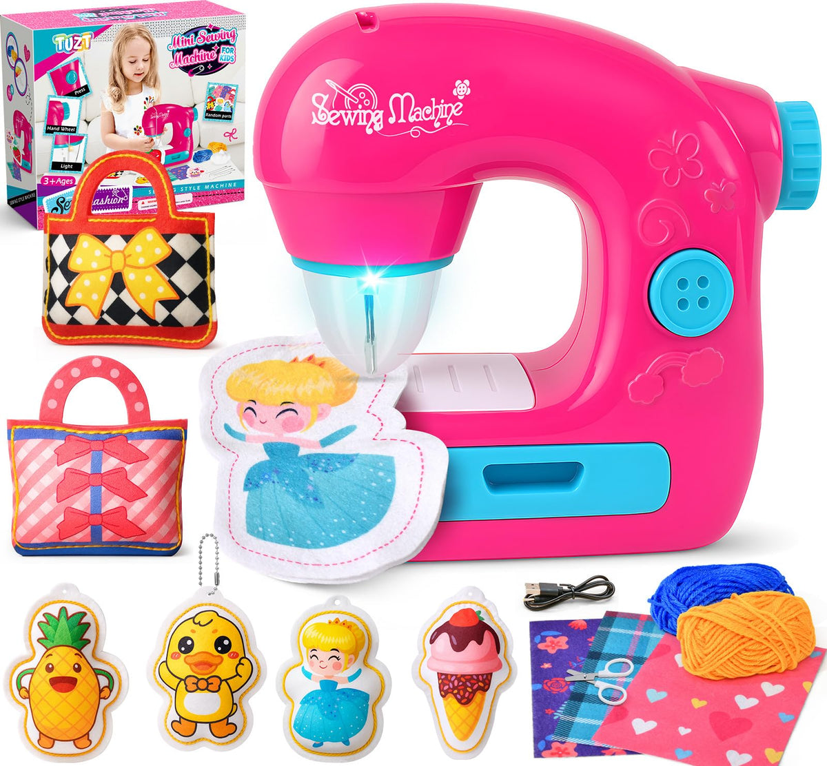 TUZT mini sewing machine kit unit offers a compact, beginner-friendly sewing setup.