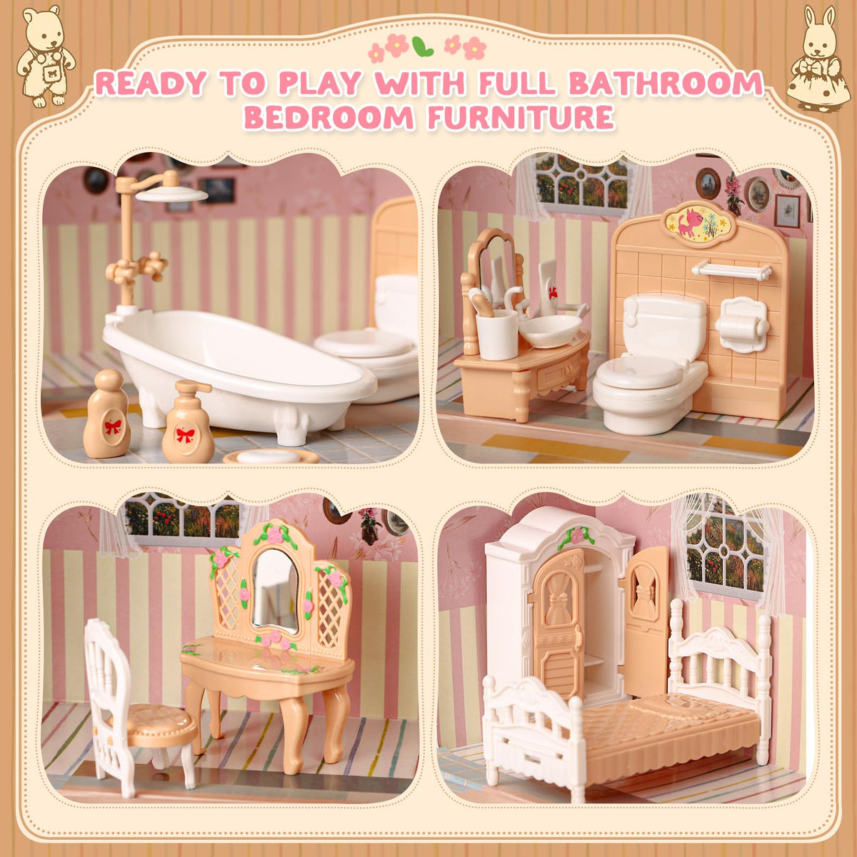 TUZT portable dollhouse in box with travel-friendly compact design