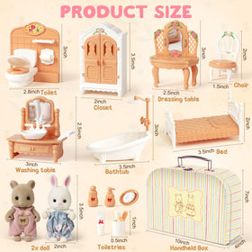 TUZT suitcase dollhouse bathroom accessories for realistic pretend baths and cleanup