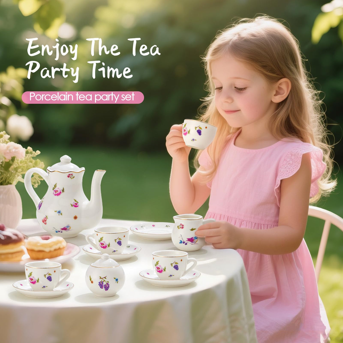 TUZT Tea Party cups and saucers with gold rims add elegance to playtime