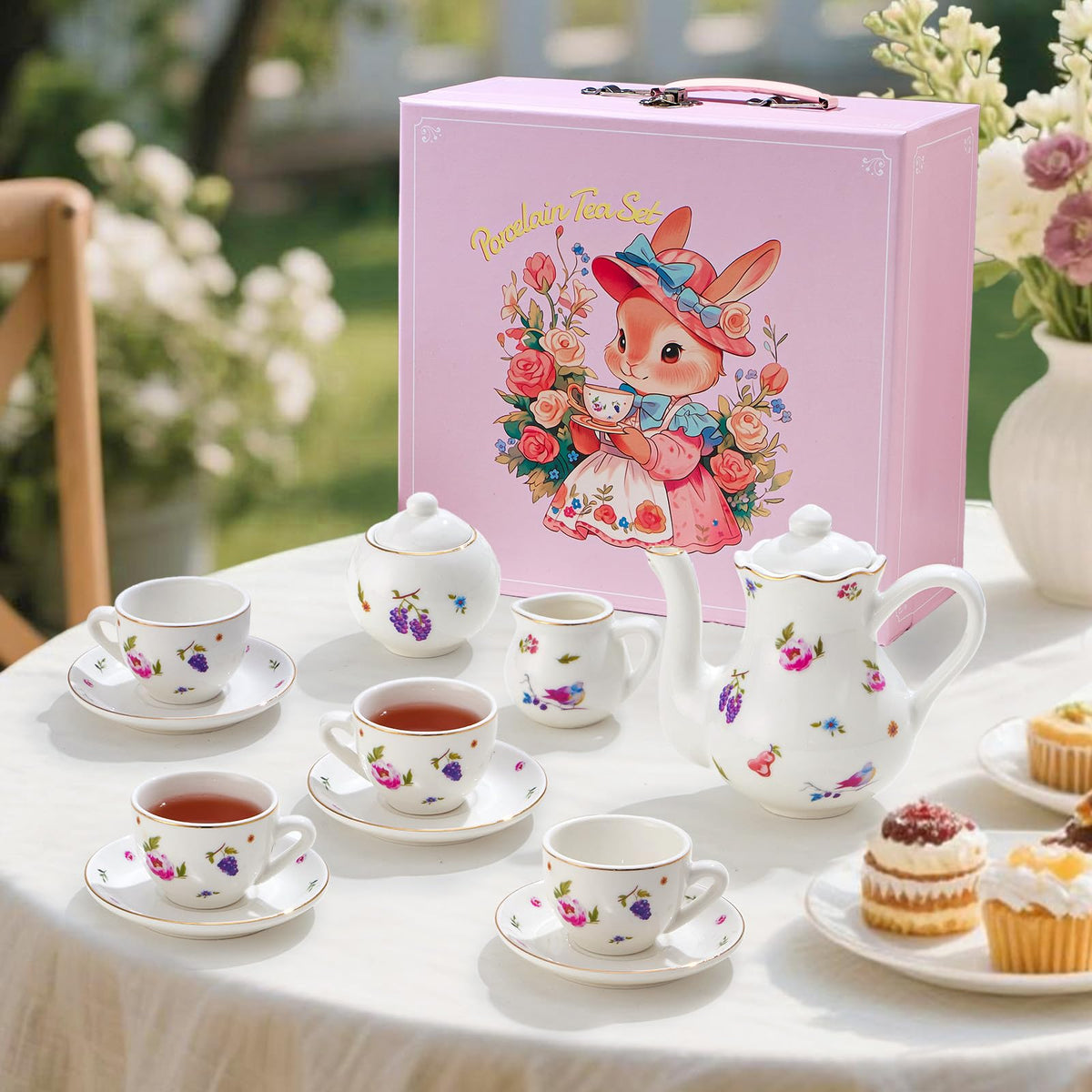 TUZT Tea Party pink carry case keeps toys organized and ready for outings