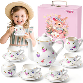 TUZT Tea Party teapot with lid featuring floral patterns for delightful pretend tea