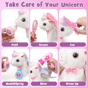 TUZT unicorn care set mirror, comb, and hairdryer highlights kid-friendly grooming tools