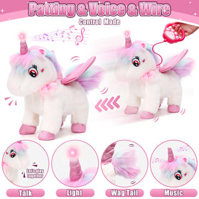 TUZT leash helps kids guide the walking unicorn around the room.
