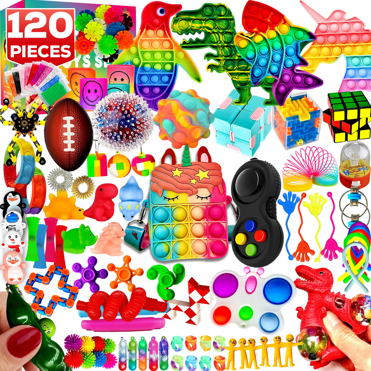 TwCare 120 Pcs fidget toy pack poppers deliver satisfying tactile feedback for curious kids
