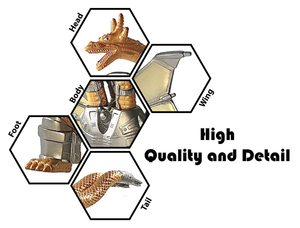 TwCare Godzilla vs Mecha King Ghidorah in dynamic battle pose showcases movable joints for display.