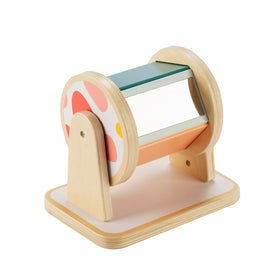 Twefex Montessori spinning drum front view promotes visual exploration and color recognition.