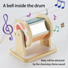 Twefex Montessori drum interior mirror view encourages self-face recognition during play.