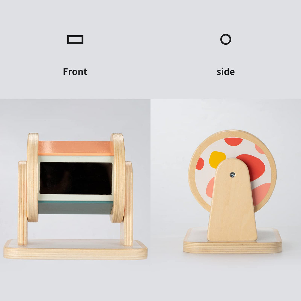 Twefex Montessori drum safe materials badge confirms non-toxic wooden toy.