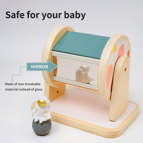 Twefex Montessori drum spinning action showcases vibrant boards that attract baby attention.