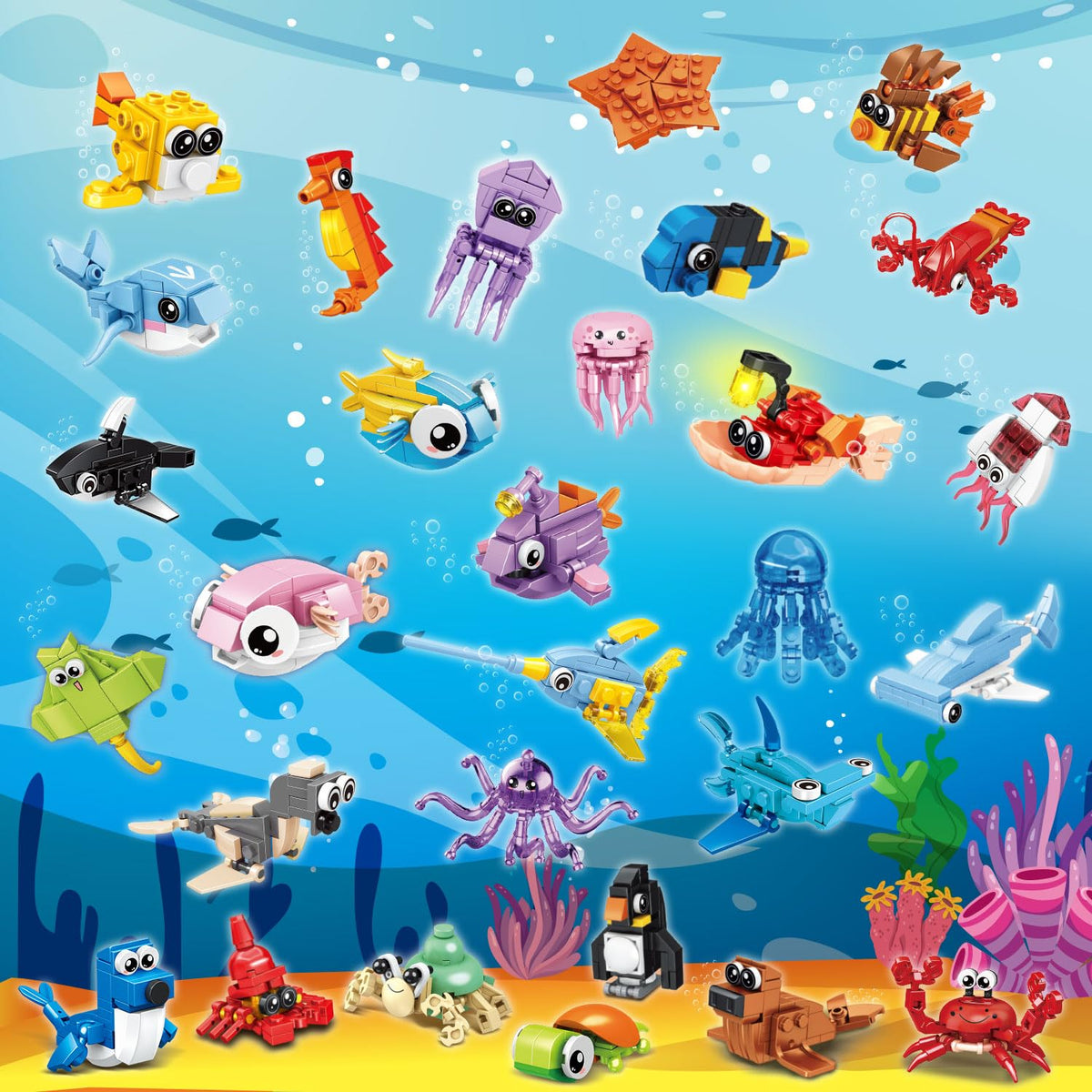 TWERF mini marine animals close-up highlights diverse sea creatures for creative learning