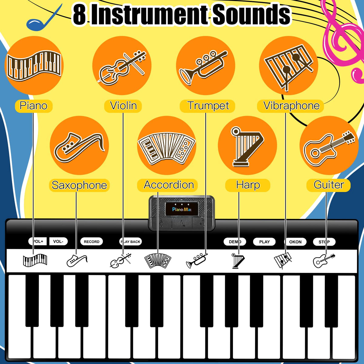 TWFRIC piano mat highlights eight instrument sounds for varied play