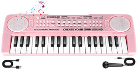 TWFRIC kids pink 37-key toy piano with record playback for creativity