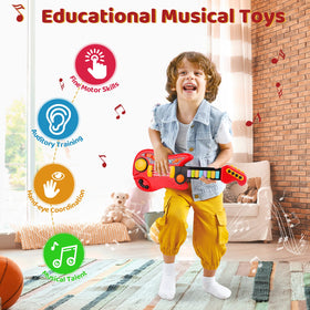 TWFRIC Kids Guitar 2-in-1 red electric-guitar sounds for pretend play.