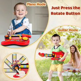TWFRIC Kids Guitar 2-in-1 red piano-mode for creative early play.