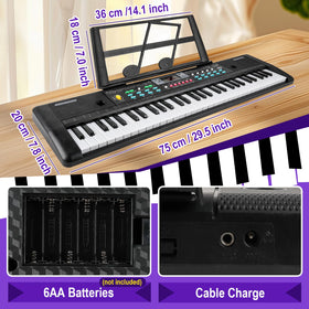 TWFRIC Kids Keyboard Piano 61 Keys ABS material for safe kid-friendly play.