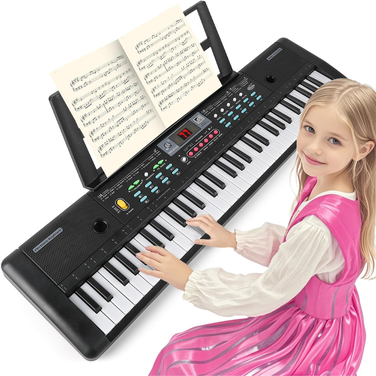 TWFRIC Kids Keyboard Piano 61 Keys LCD Display for interactive learning and creativity.