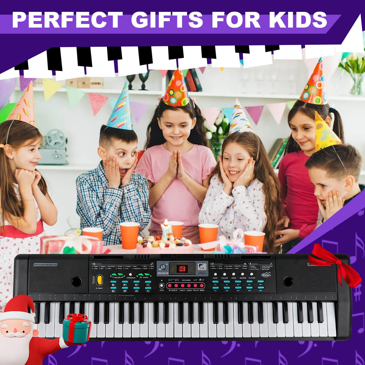 TWFRIC Kids Keyboard Piano 61 Keys Portable design for easy travel and play.