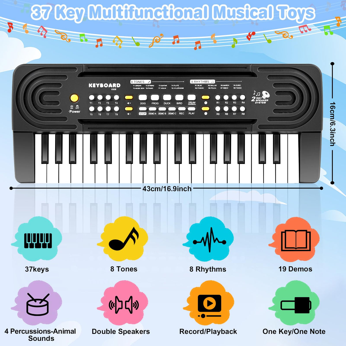 TWFRIC kids piano with microphone, interactive play for singing and storytelling