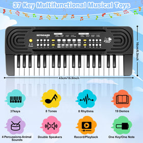 TWFRIC kids piano with microphone, interactive play for singing and storytelling