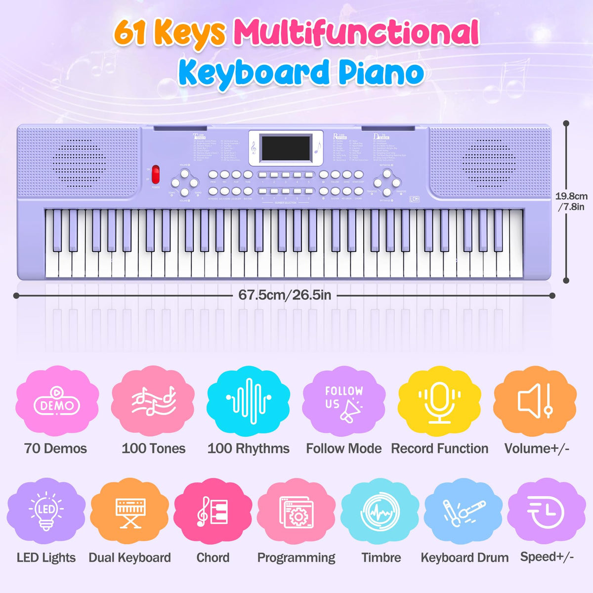 TWFRIC piano keyboard with light-up keys enhances kid-friendly guided practice