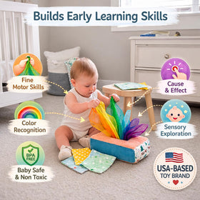 Twiddler Toys twelve colorful scarves for color recognition and sorting practice.