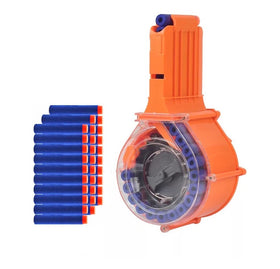 Twiddler Toys 25-round drum mag attaches to Nerf N-Strike Elite for faster reloads