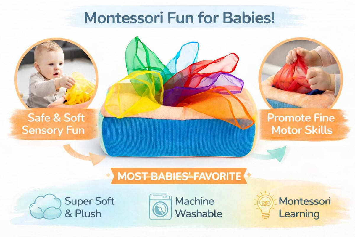 Twiddler Toys textured fabrics boost tactile exploration during playtime.