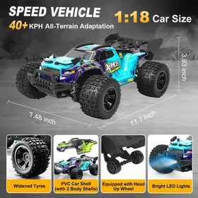TWIKOMI 1:18 scale off-road truck side view showing 4WD traction.