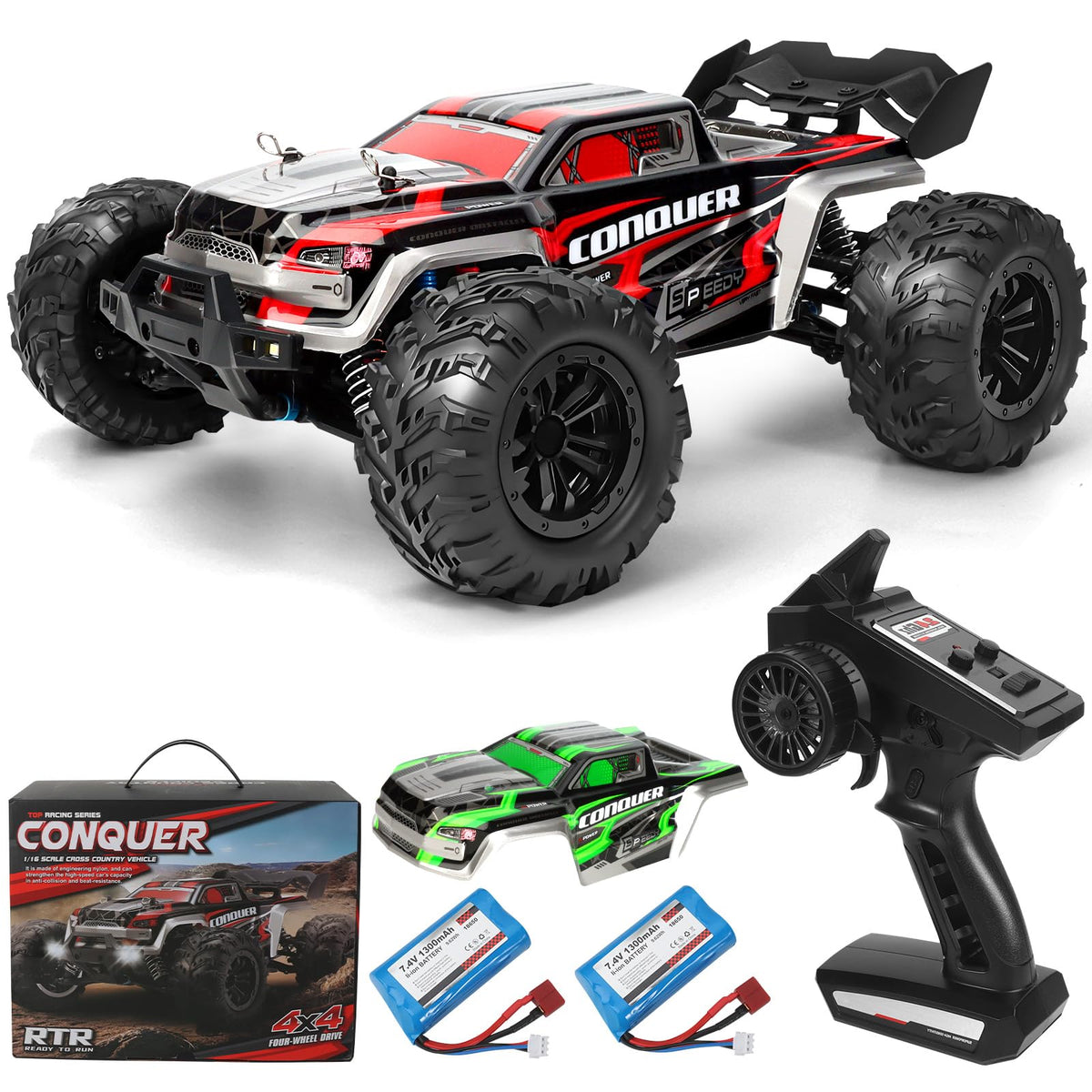 TWIKOMI 1:16 all-terrain RC car front view for rugged off-road fun