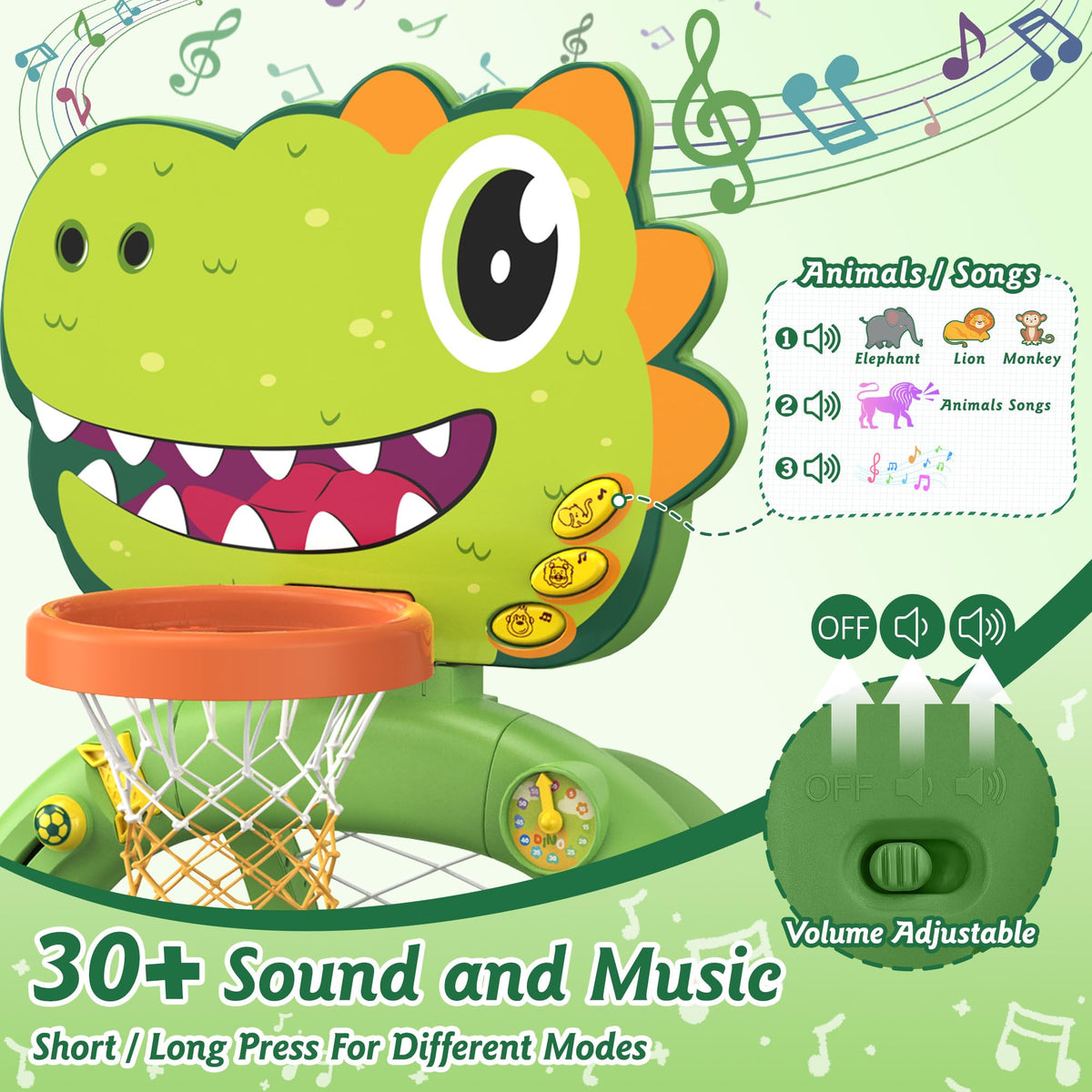 Twinkoo dinosaur toy play area with gears and shape sorters for fine motor skills.