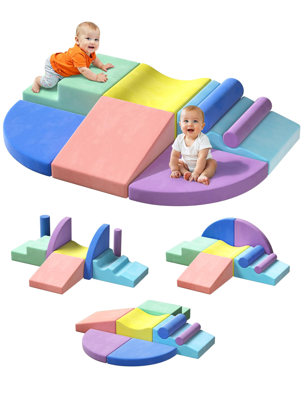 Twinkoo extra-large 8-piece foam climbing blocks for safe indoor play and skill development.