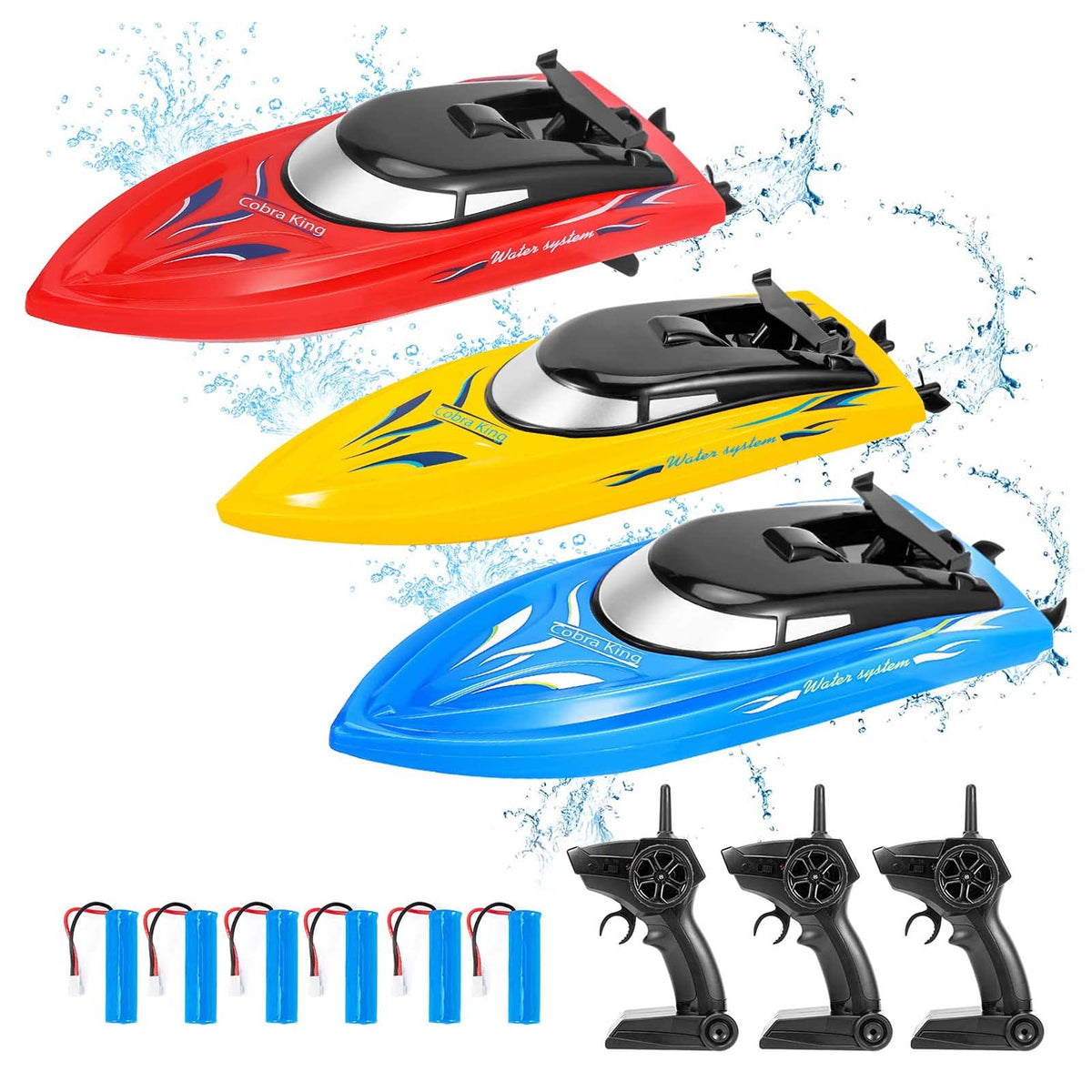 Twister.CK 3-pack RC boats on water for pool, lake or river play.