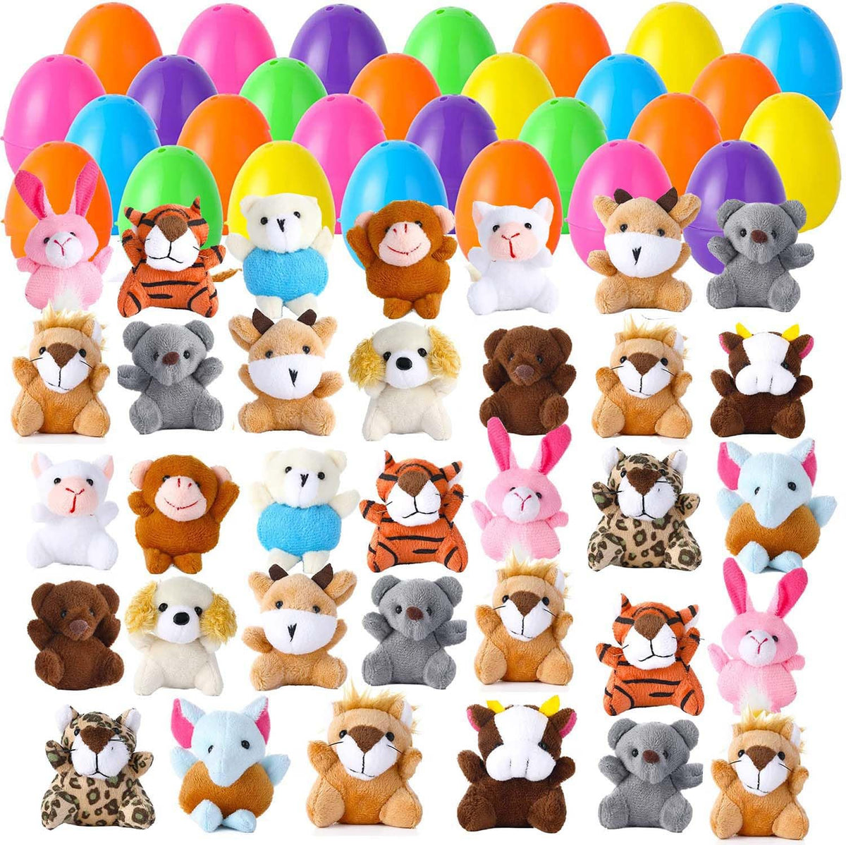 Twister.CK Easter eggs with mini plush animals for baskets and hunts.