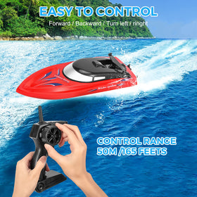 Twister.CK RC boat showing batteries stored inside for ready-to-ride power.