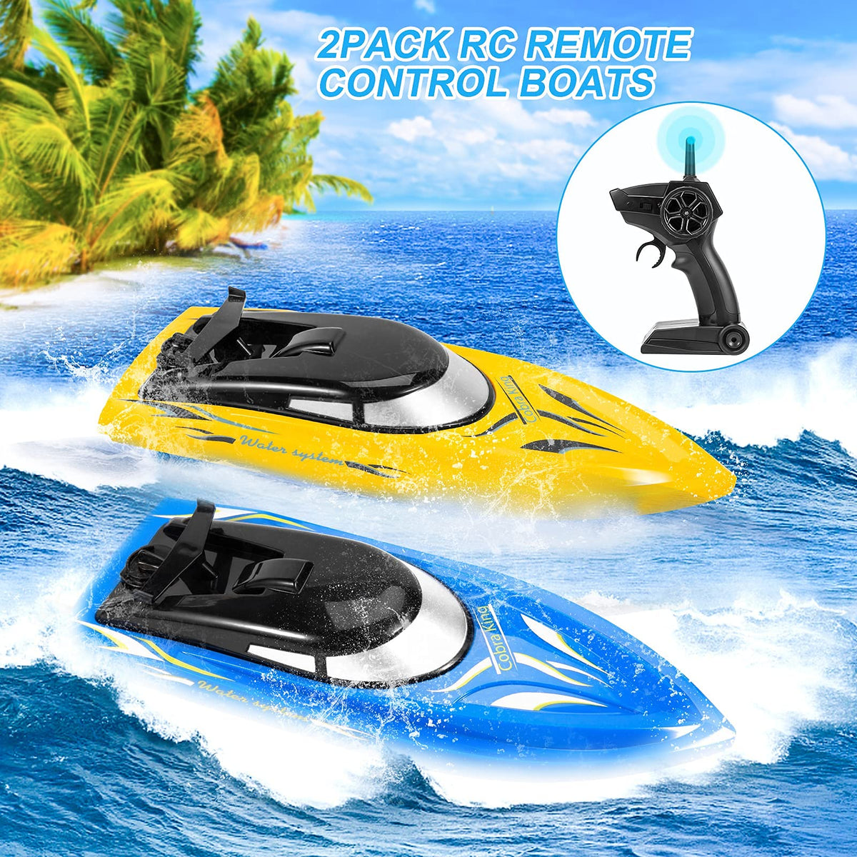 Twister.CK RC boat with 2.4GHz remote demonstrating easy control.