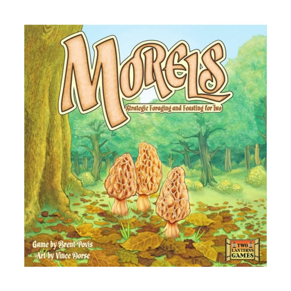 Two Lanterns Games Morels card game for two players with strategic foraging and woodland feasting.