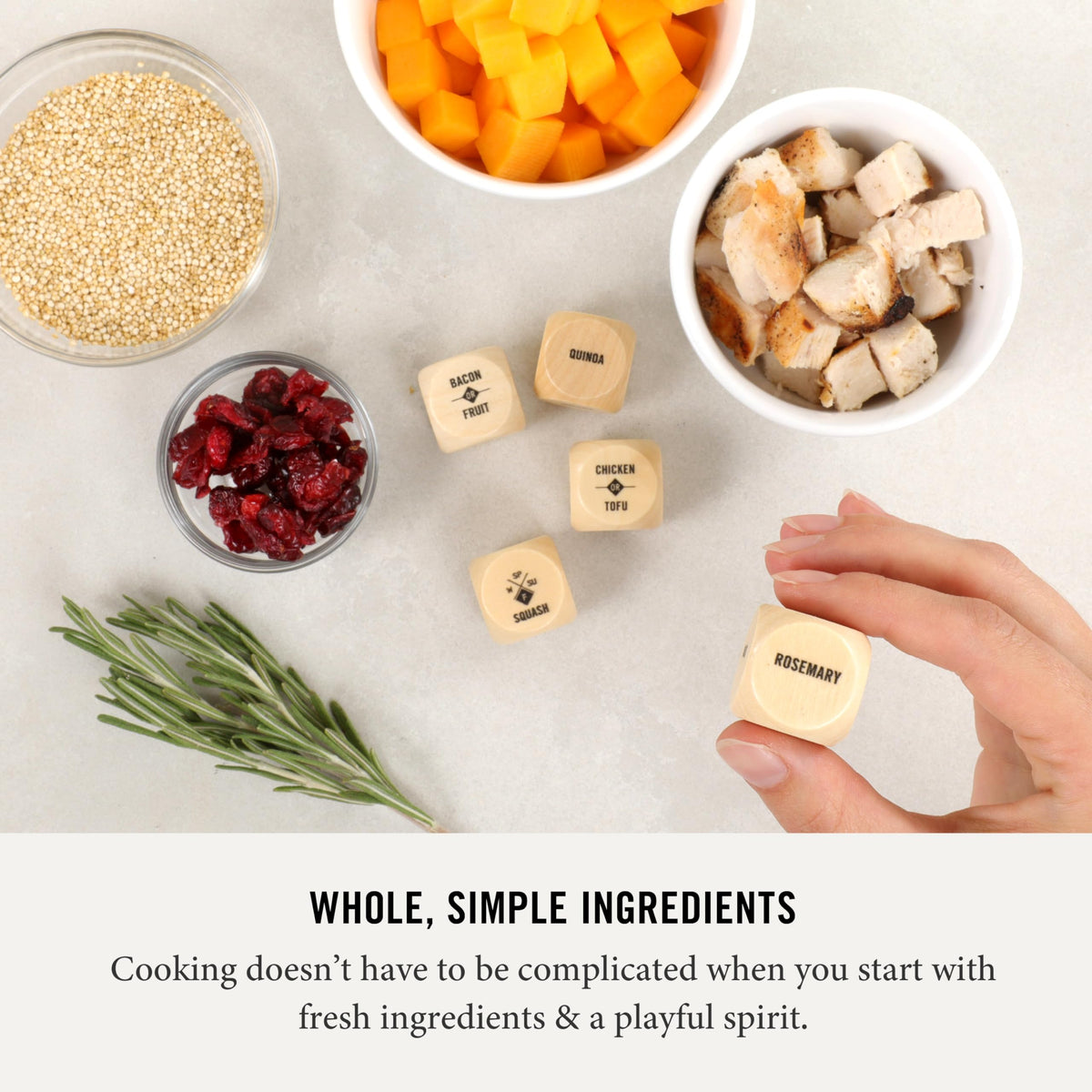 Two Tumbleweeds Foodie Dice instruction card keeps the guide simple.