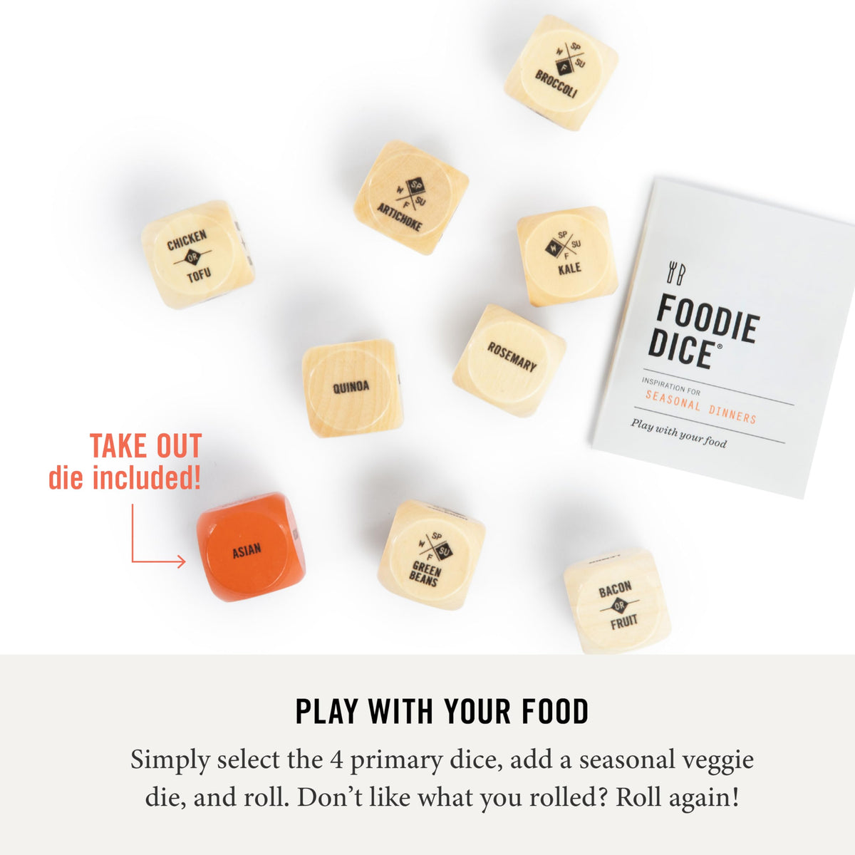 Two Tumbleweeds Foodie Dice storage tube keeps dice organized for kitchen sessions.