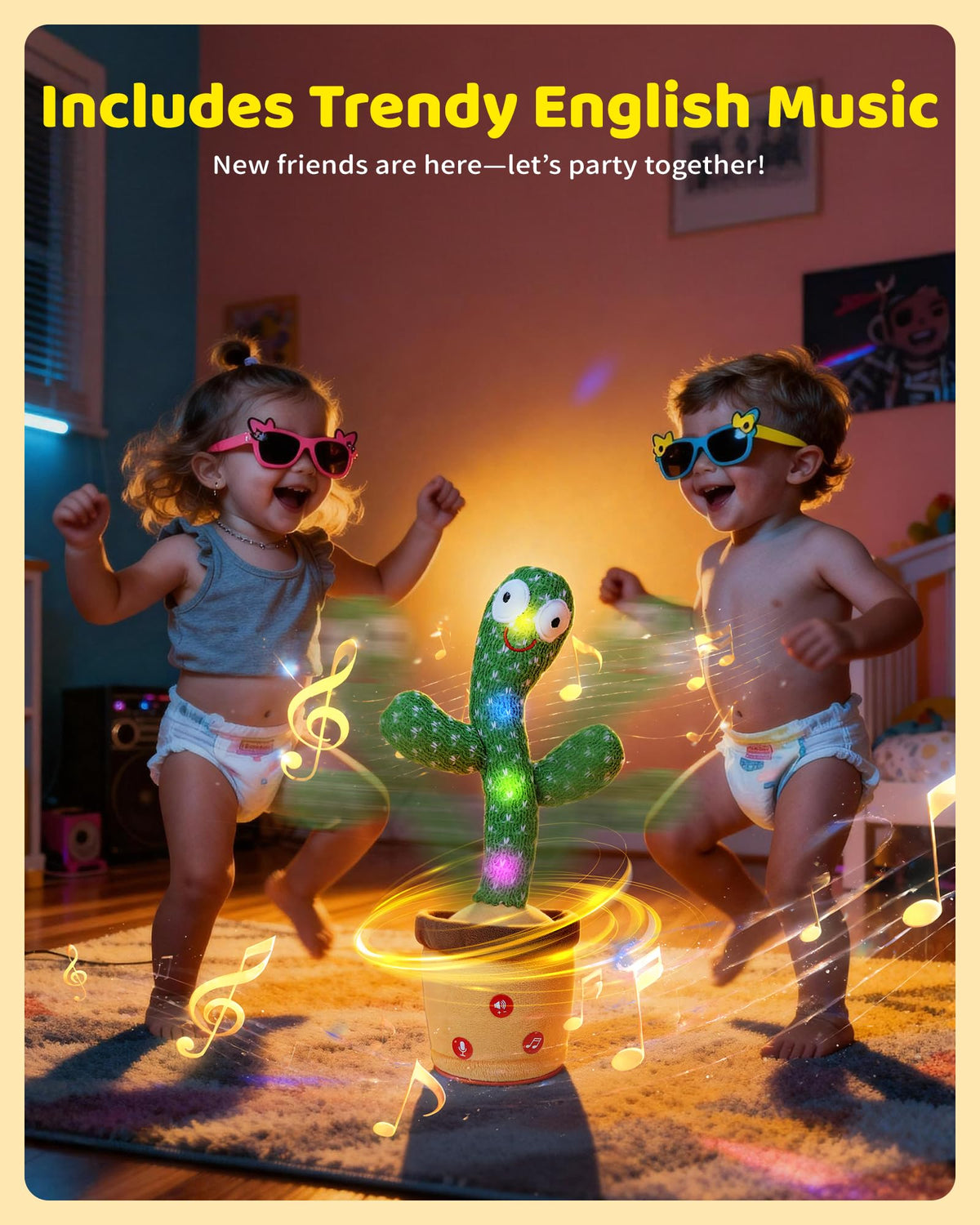 TWORIVER cactus toy four level volume control for adaptable sound