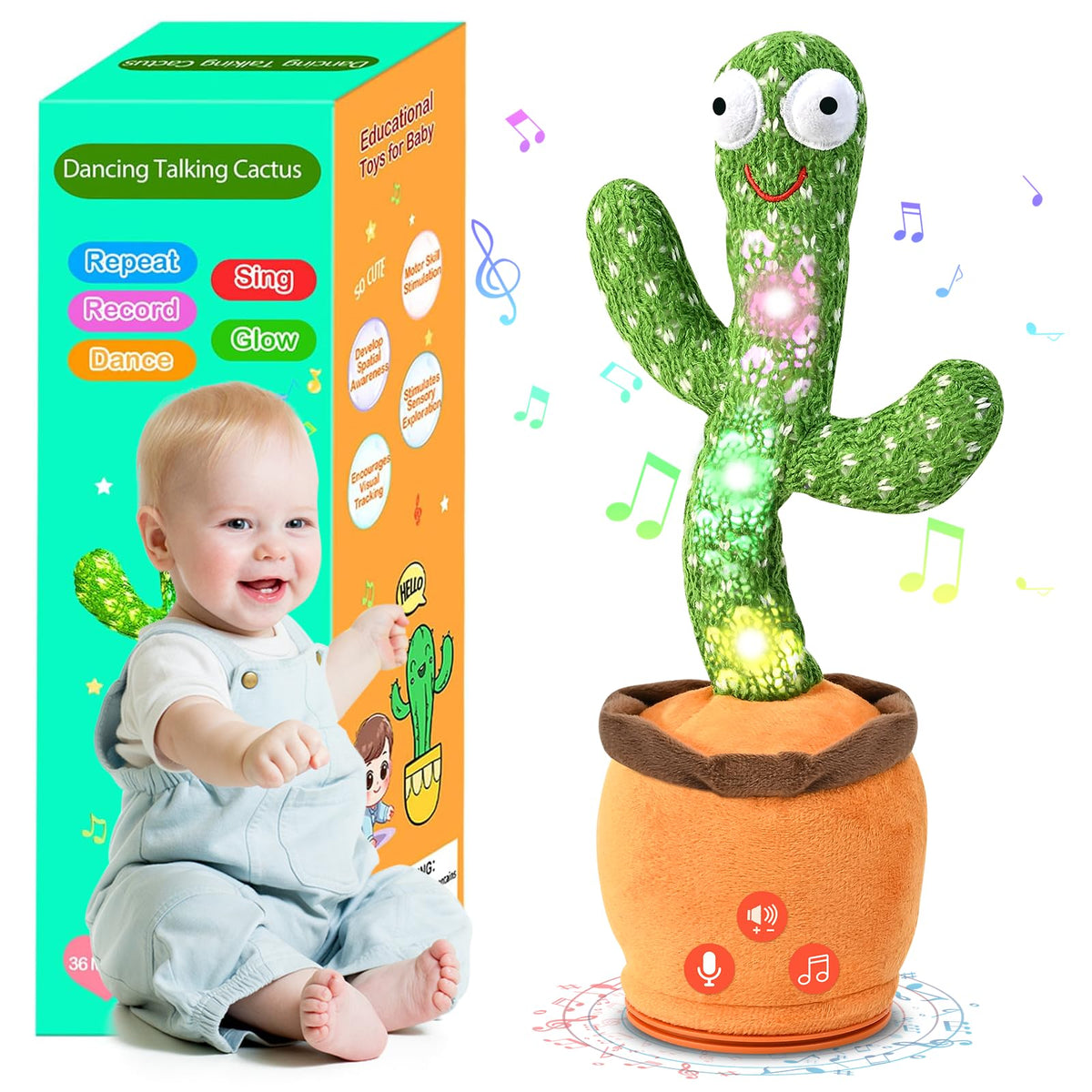 TWORIVER dancing cactus toy on table demonstrates lively movement for playtime