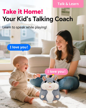 TWORIVER Talking Hamster Toy held by a toddler for interactive play