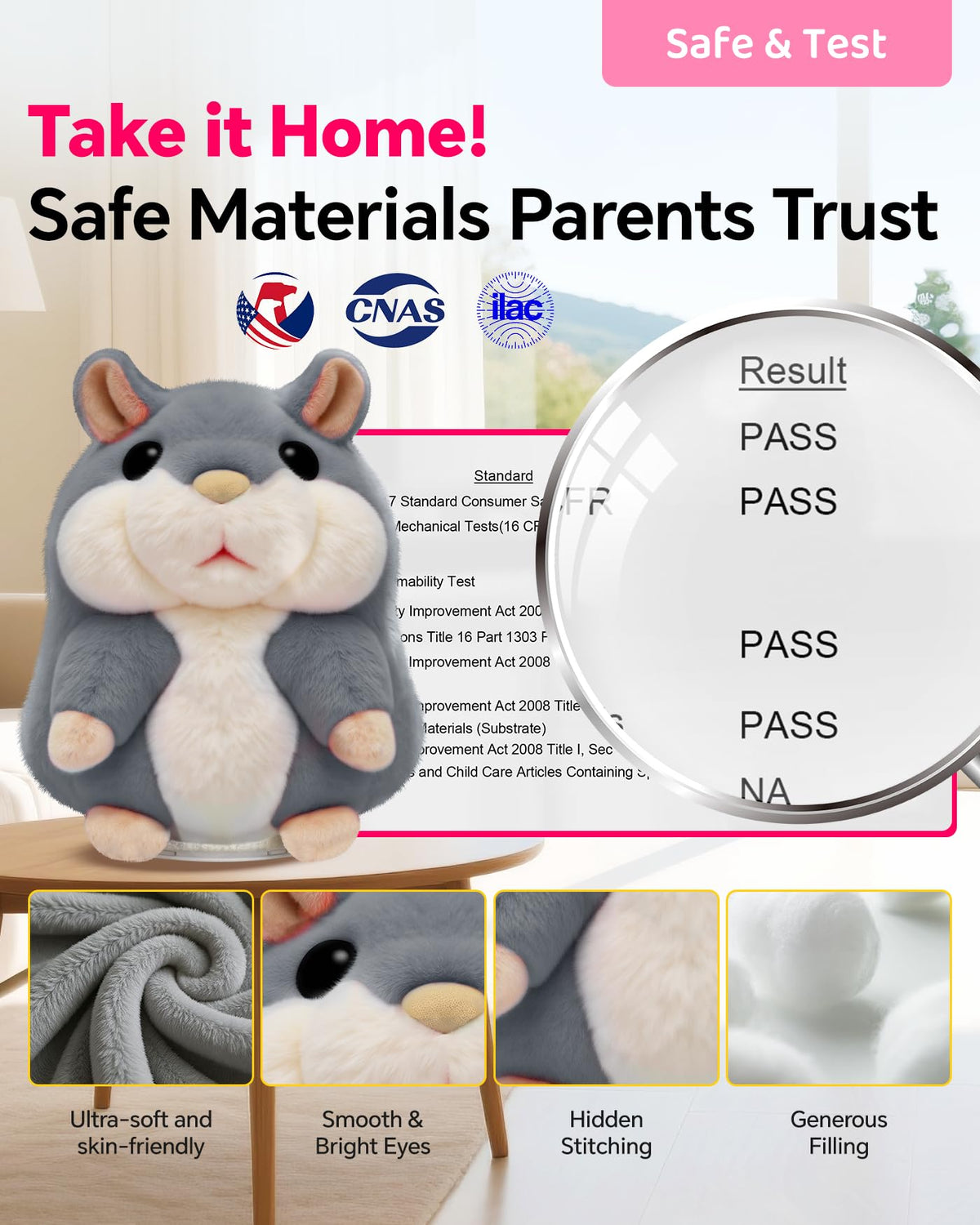 TWORIVER Talking Hamster Toy leather like cover and braided belt design for durability