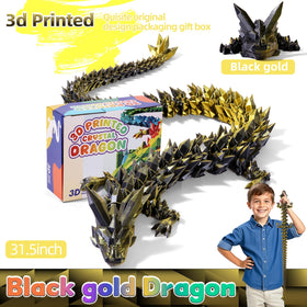 TXB3DOK black gold dragon side view shows elegant articulation for dynamic posing.